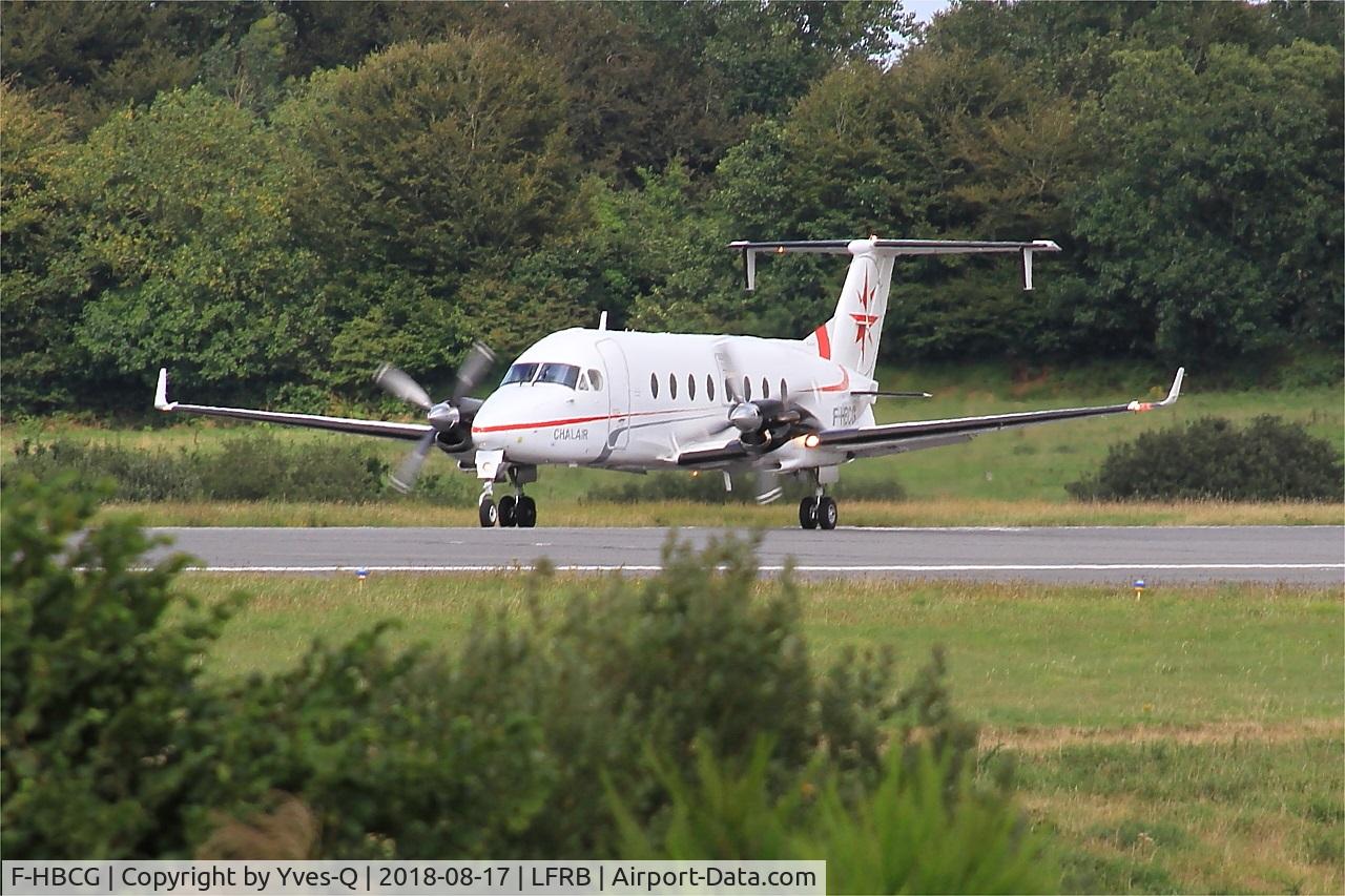 F-HBCG, 1993 Beech 1900D C/N UE-70, Beech 1900D, Ready to take off rwy 25L, Brest-Bretagne airport (LFRB-BES)