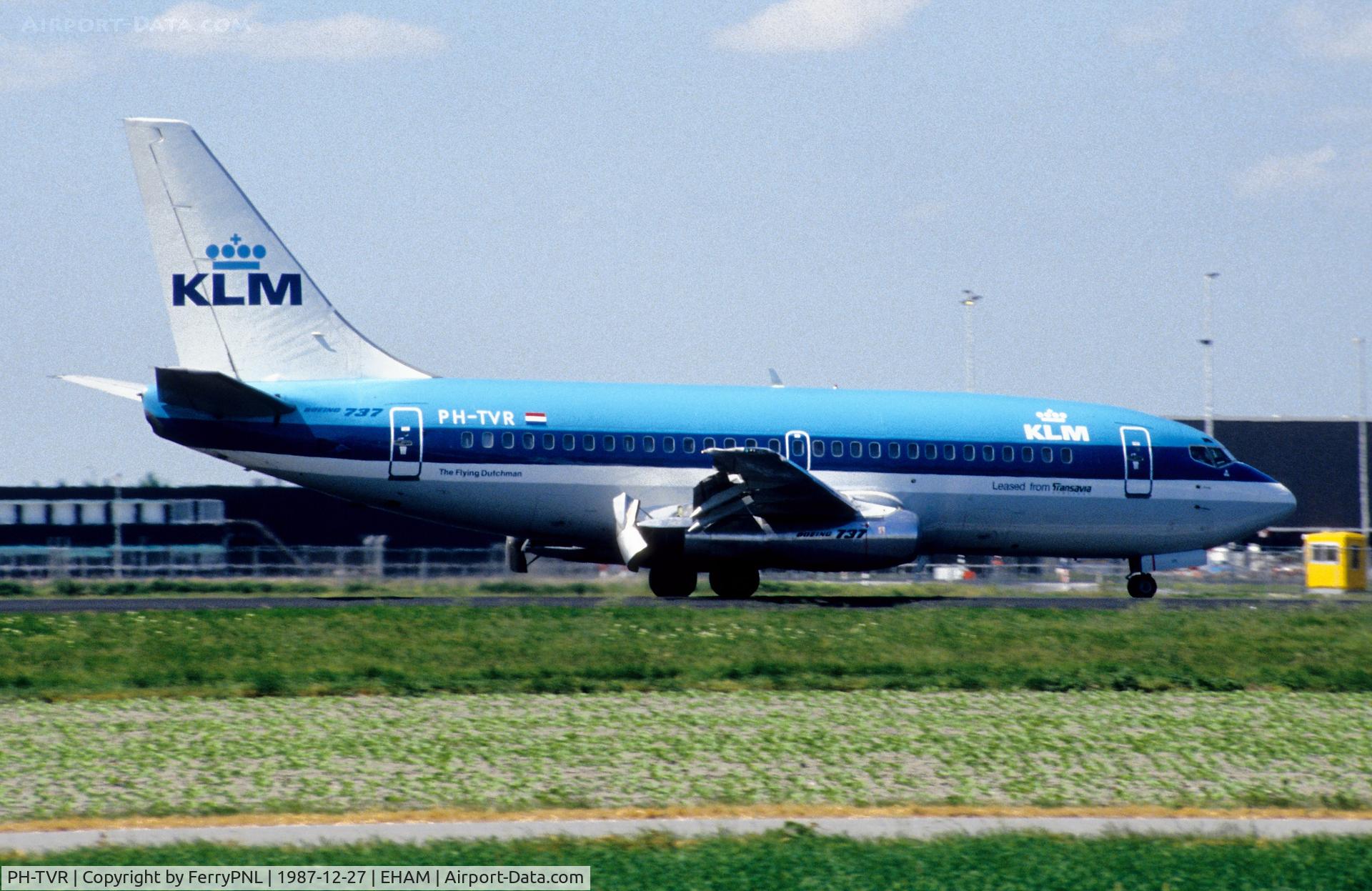 PH-TVR, 1980 Boeing 737-2K2A C/N 22025-647, KLM B732 with thrust reversers deployed on landing