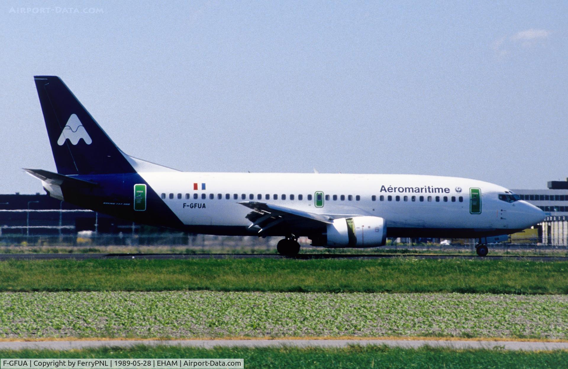 F-GFUA, 1987 Boeing 737-33A C/N 23635, Aeromartitime landing in AMS