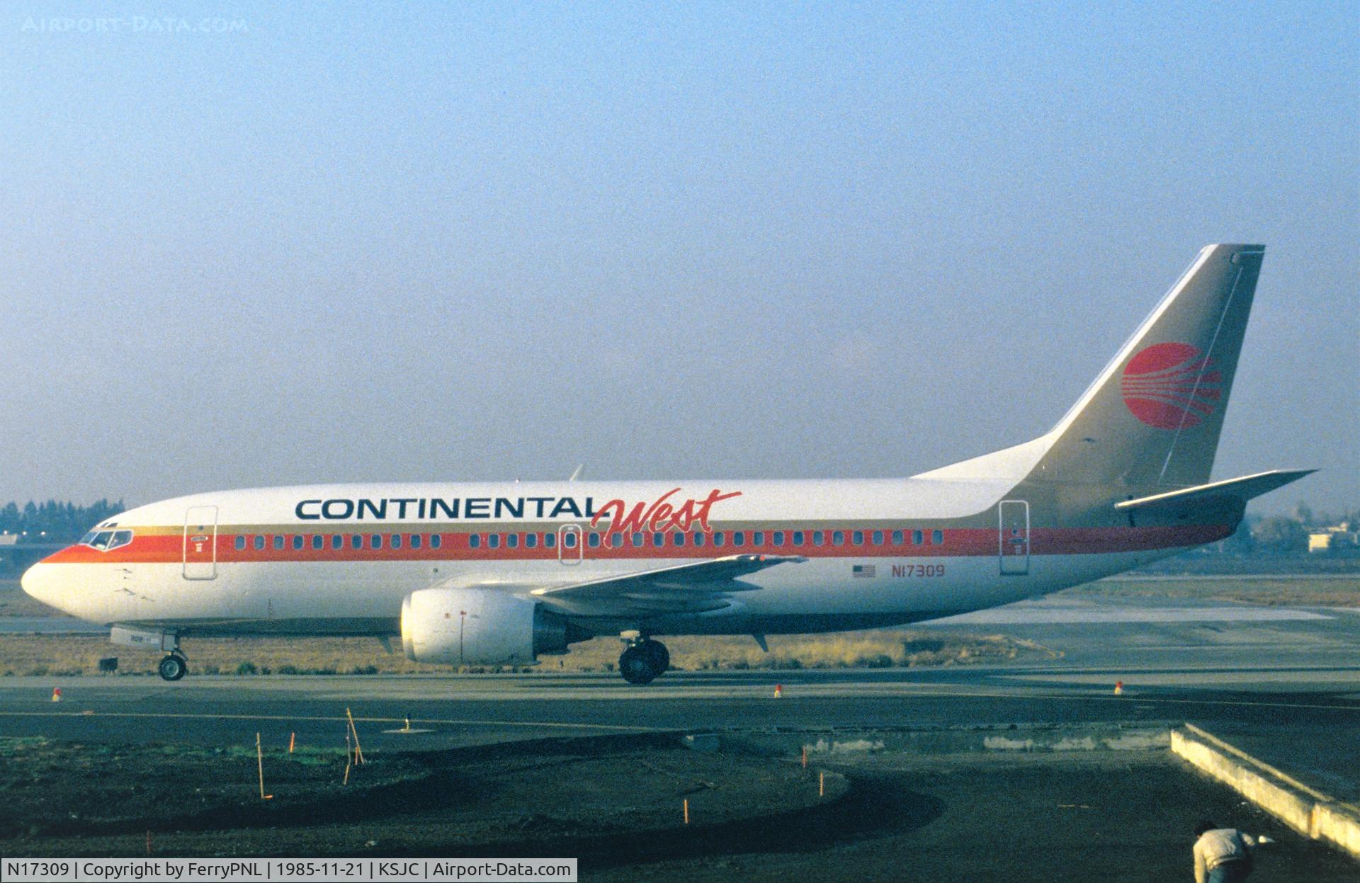 N17309, 1985 Boeing 737-3TO C/N 23360, Arrival of Continental West B733