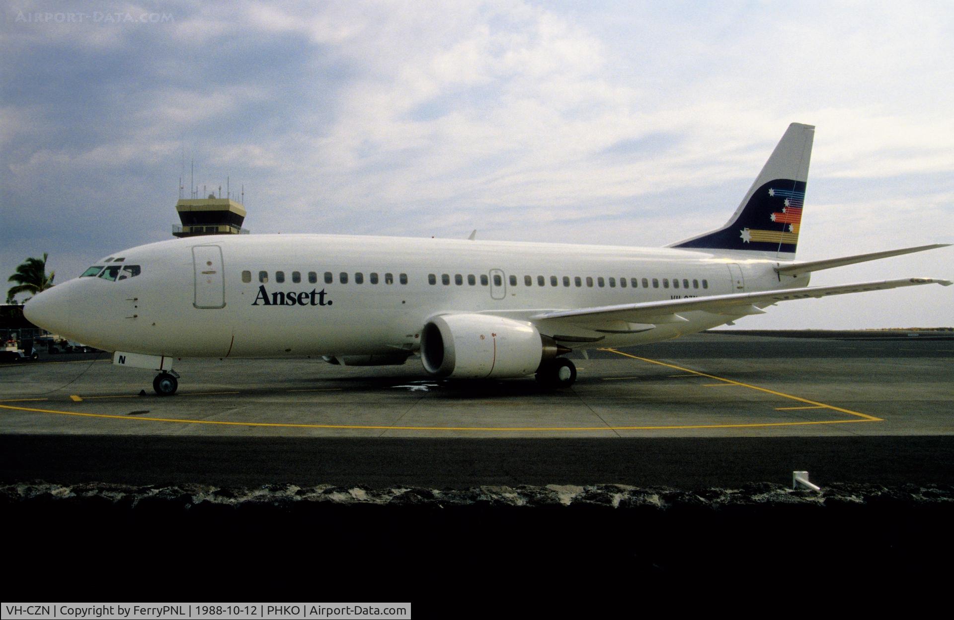 VH-CZN, 1988 Boeing 737-377 C/N 24303, Ansett B733 during fuel stop in Kona, HA.