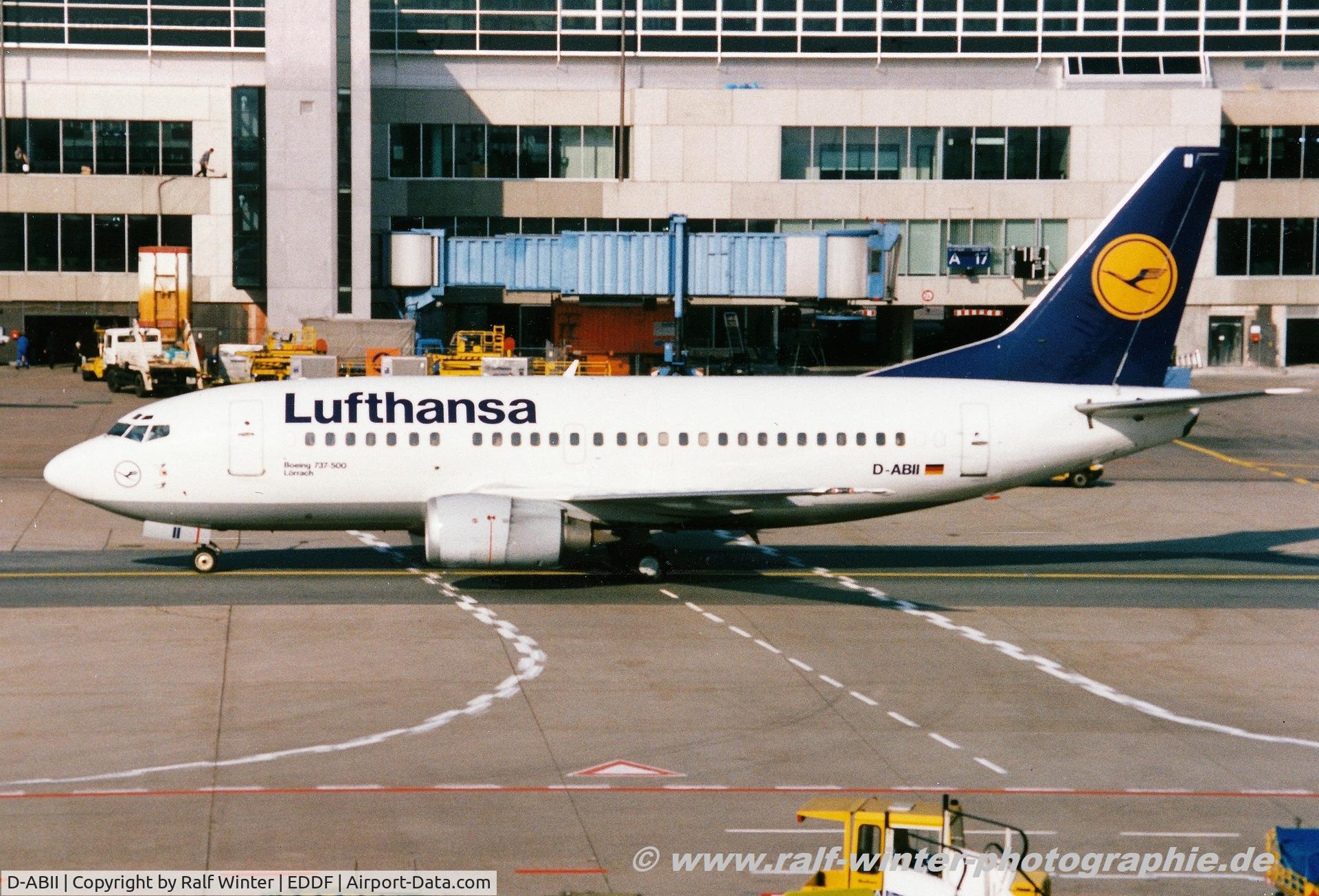 D-ABII, 1991 Boeing 737-530 C/N 24822, Boeing 737-530 - LH DLK Lufthansa 'Lörrach' - 24822 - D-ABII - 03.1997 - FRA