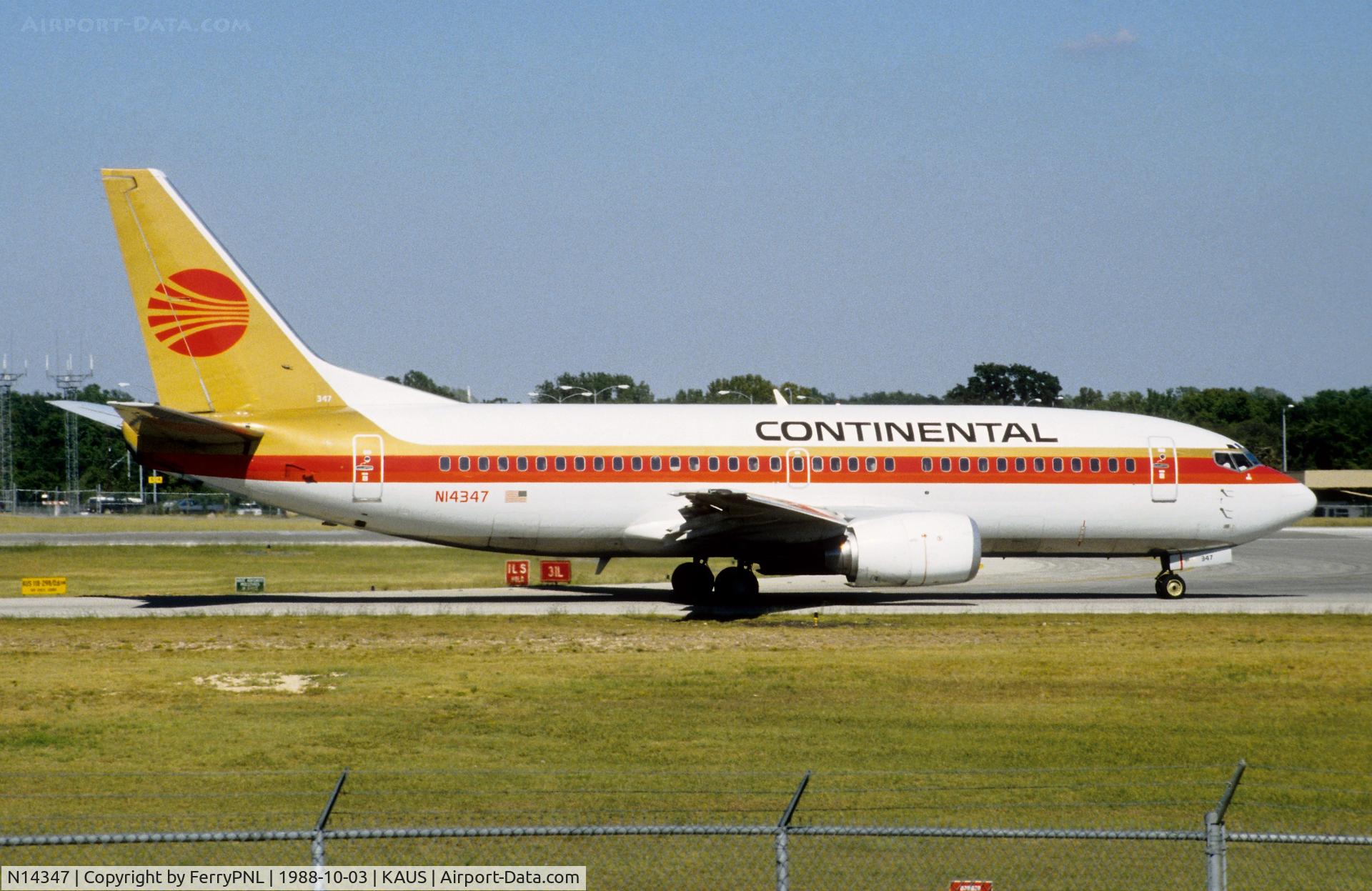 N14347, 1987 Boeing 737-3TO C/N 23585, Continental B733 taxiing to the runway