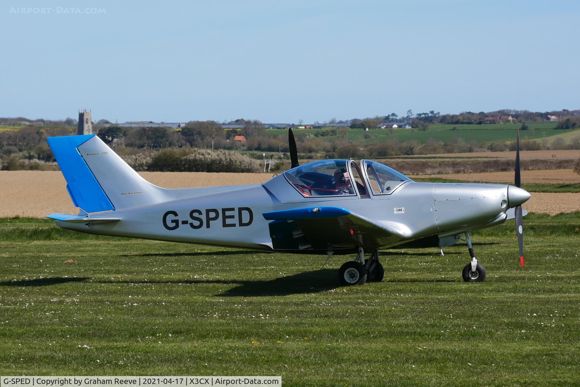 G-SPED, 2008 Alpi Aviation Pioneer 300 C/N LAA 330-14797, Just landed at Northrepps.