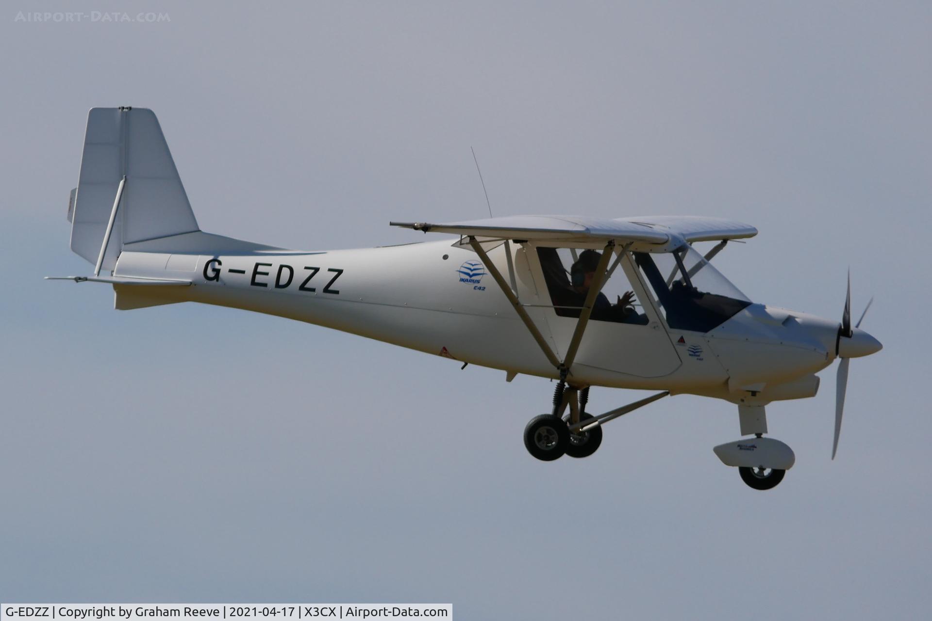 G-EDZZ, 2012 Comco Ikarus C42 FB100 Bravo C/N 1210-7228, Landing at Northrepps.