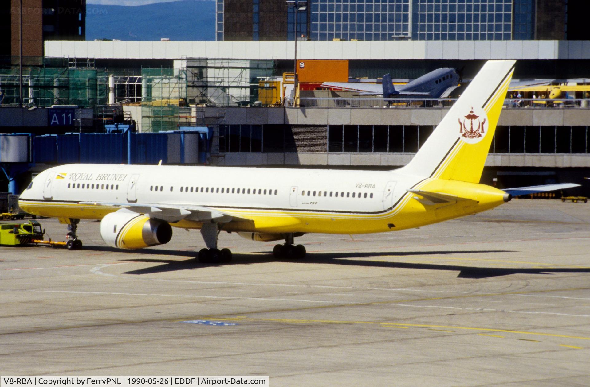 V8-RBA, 1986 Boeing 757-2M6 C/N 23452, Royal Brunei B752 pushed-back