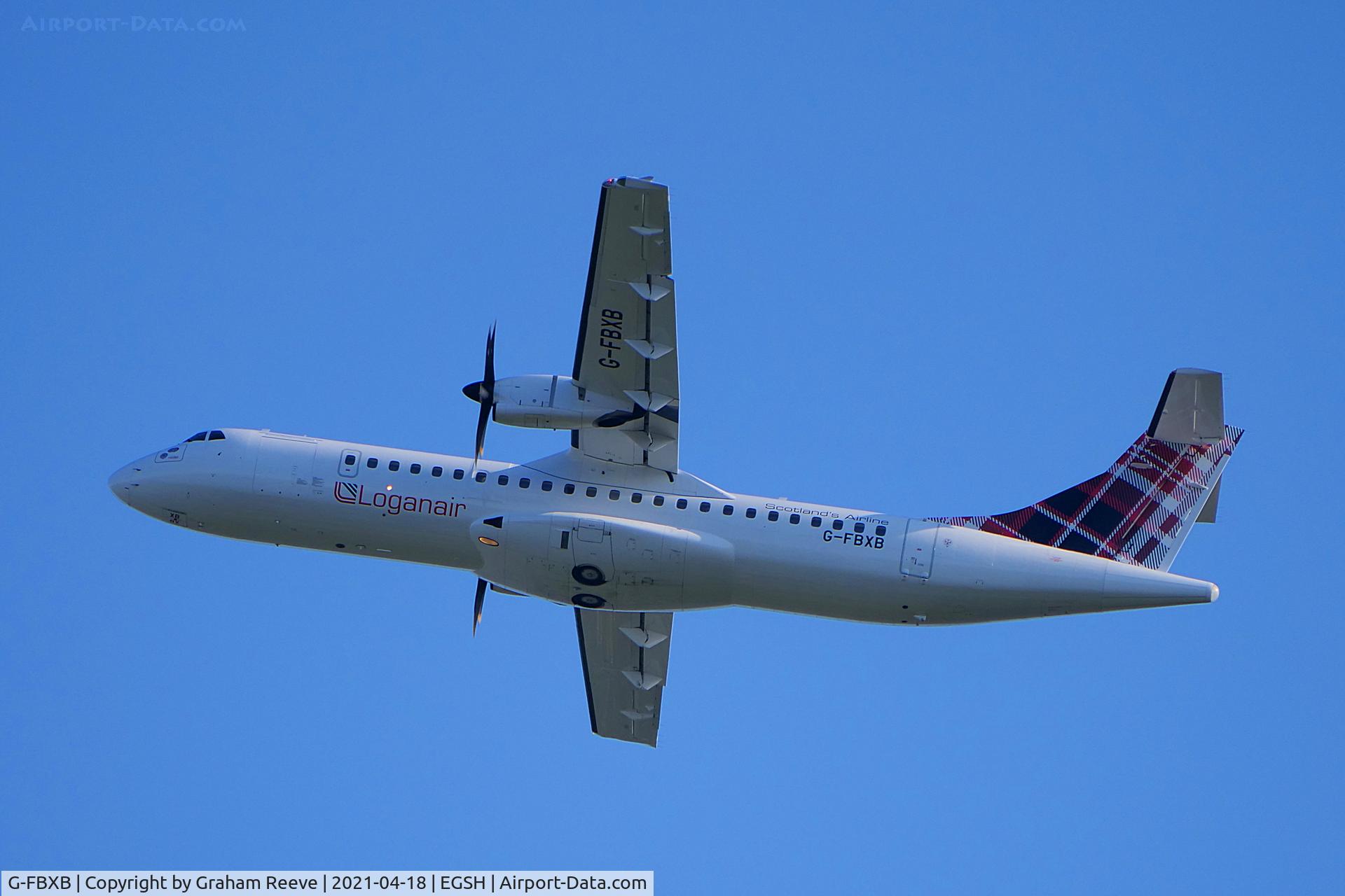G-FBXB, 2015 ATR 72-212A C/N 1277, Departing from Norwich.
