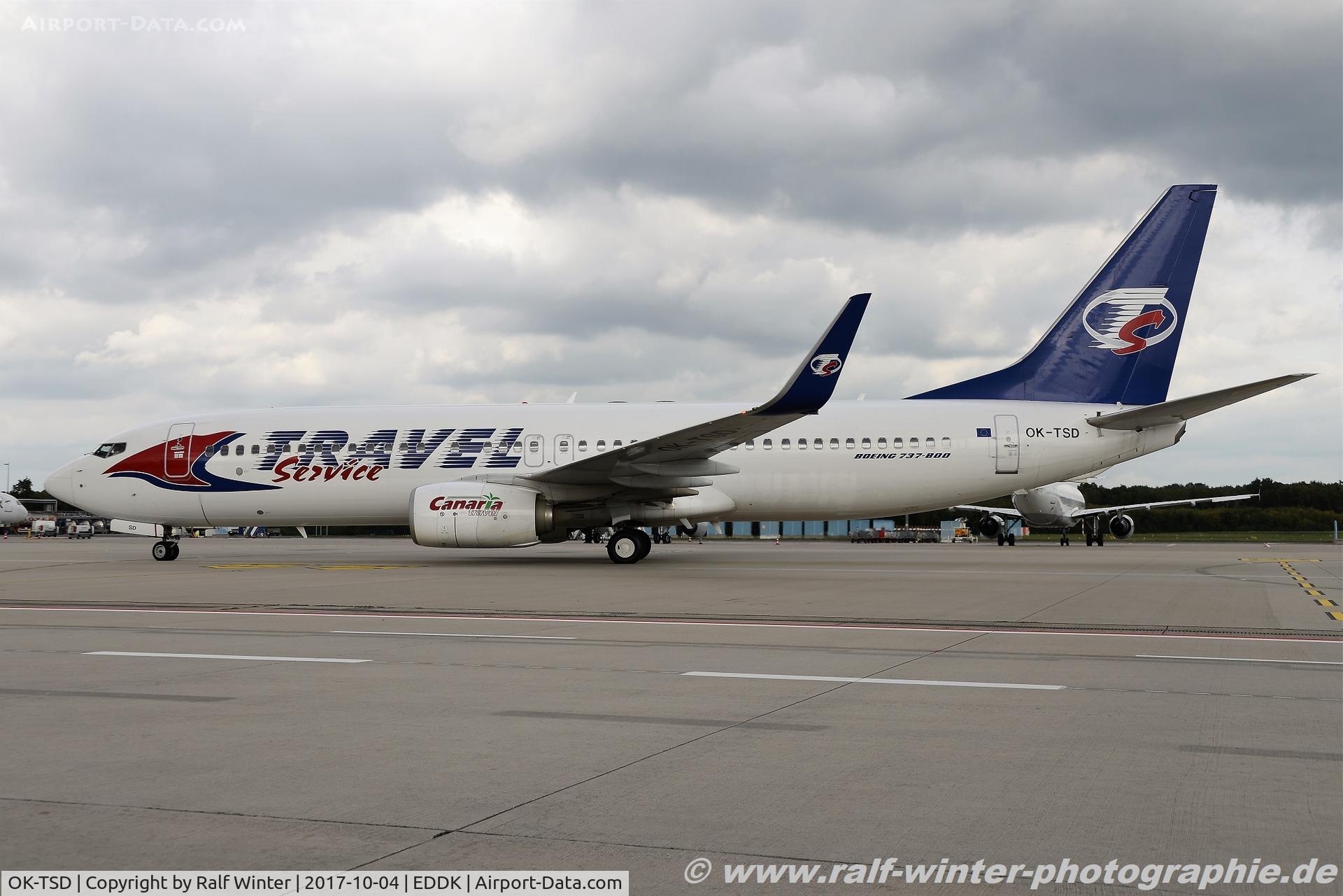 OK-TSD, 2014 Boeing 737-8Q8 C/N 41795, Boeing 737-8Q8(W) - QS TVS Travel Service - 41795 - OK-TSD - 04.10.2017 - CGN