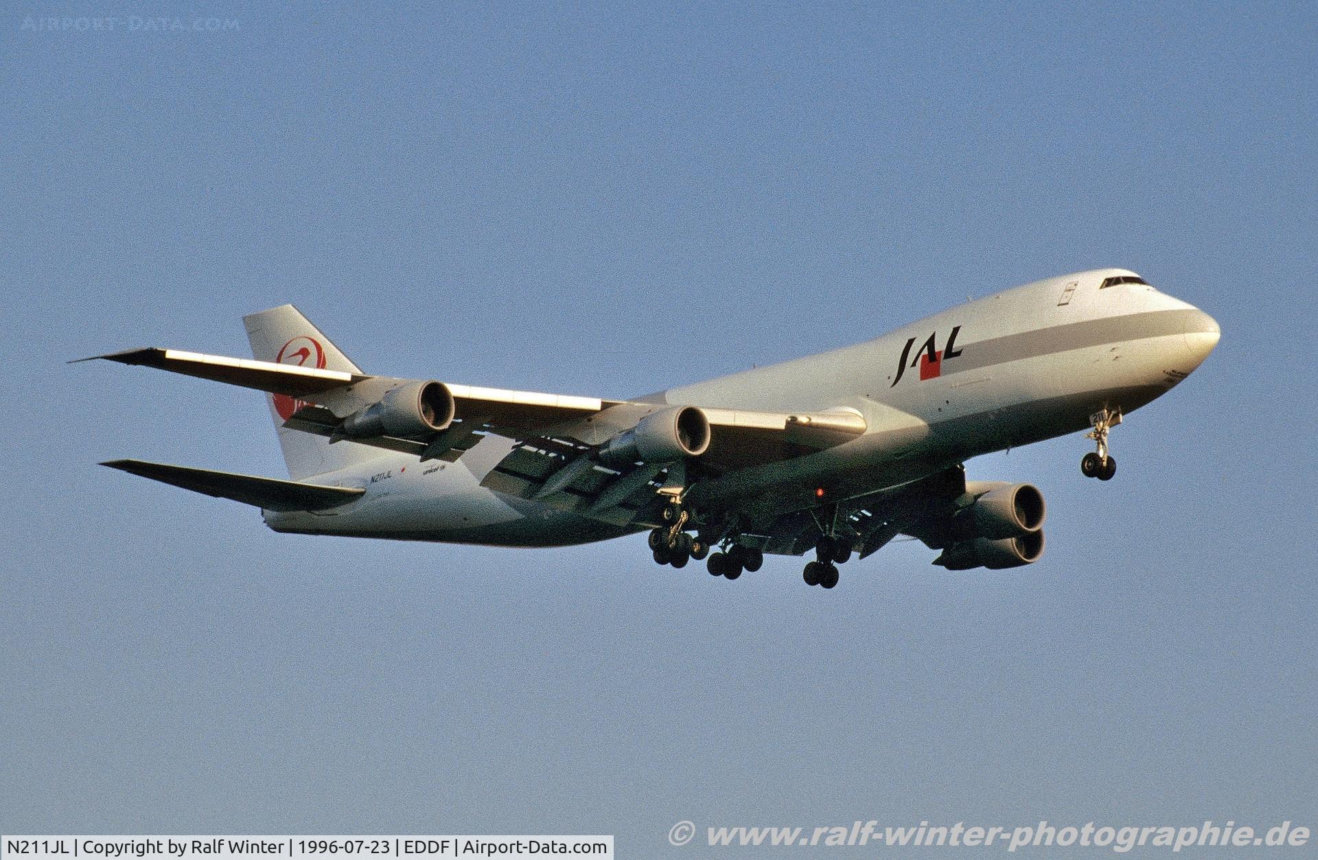N211JL, 1982 Boeing 747-246F C/N 22989, Boeing 747-246F - JL JAL Japan Airlines Cargo - 22989 - N211JL - 23.07.1996 - FRA