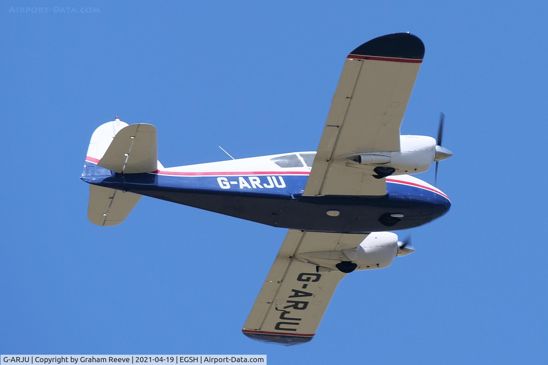 G-ARJU, 1961 Piper PA-23-160 Apache Apache C/N 23-1984, Departing from Norwich.