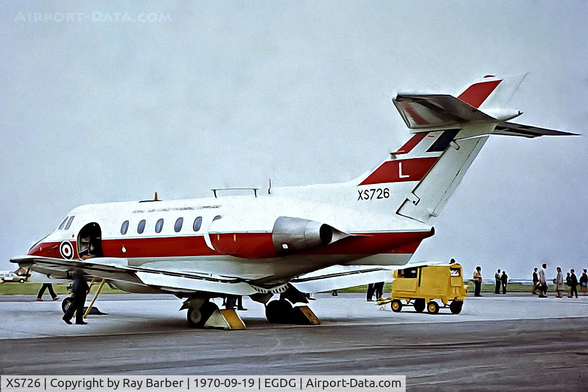 XS726, 1965 Hawker Siddeley HS.125 Dominie T.1 C/N 25044, XS726   Hawker Siddeley Dominie T.1, [25044] (Royal Air Force) RAF St Mawgan / Newquay~G 19/09/1970