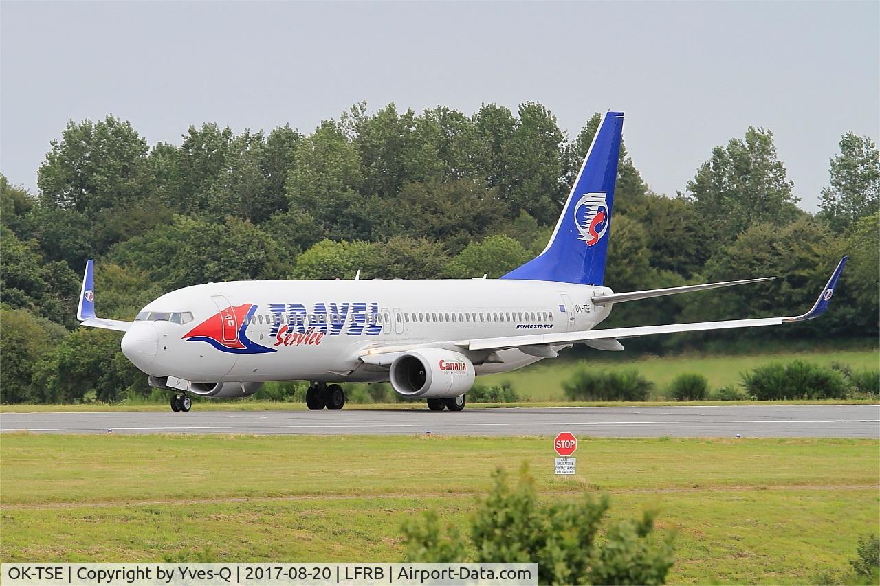 OK-TSE, 2014 Boeing 737-81D C/N 39437, Boeing 737-81D, Ready to take off rwy 25L, Brest-Bretagne airport (LFRB-BES)