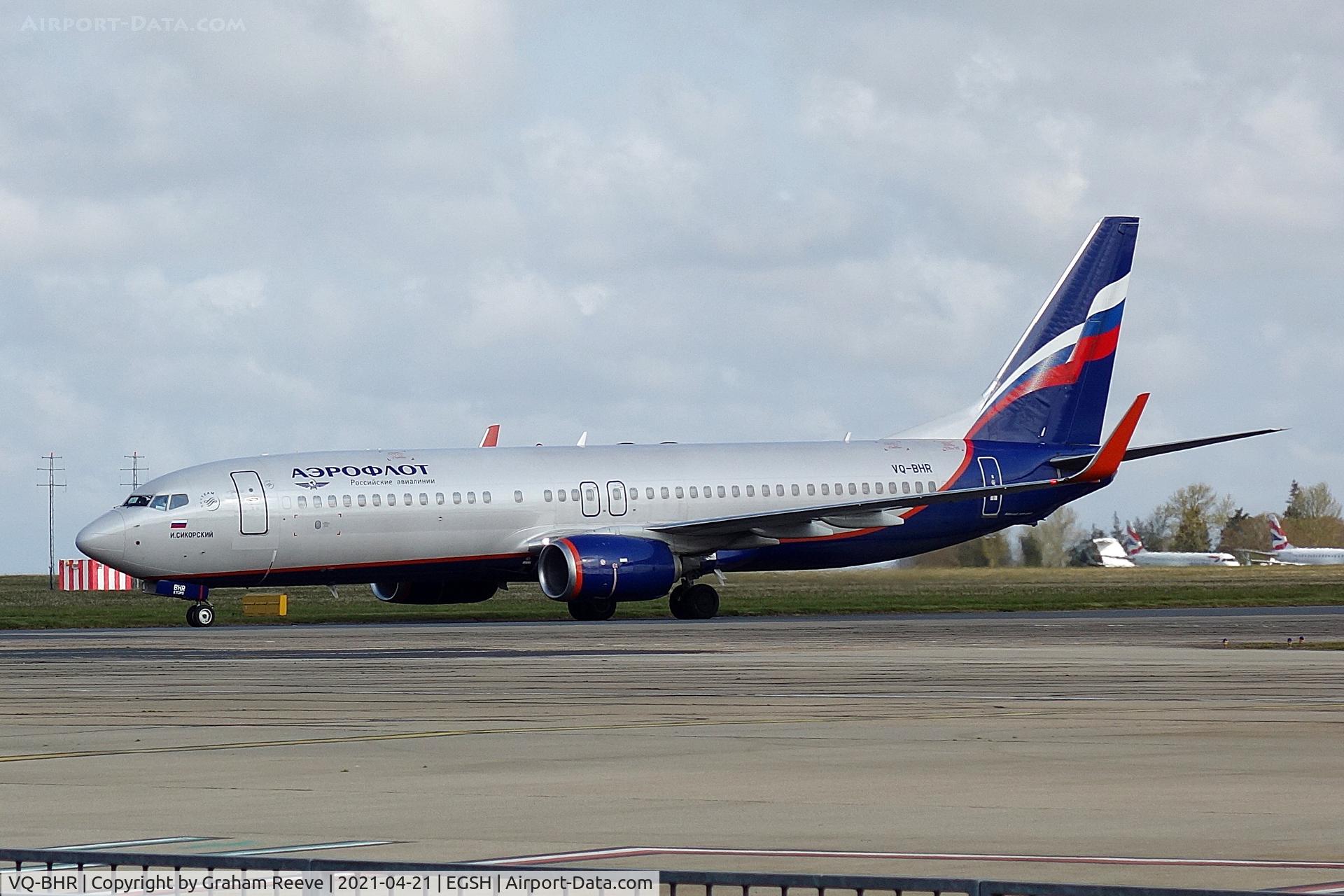 VQ-BHR, 2018 Boeing 737-8LJ C/N 41230, Just landed at Norwich.