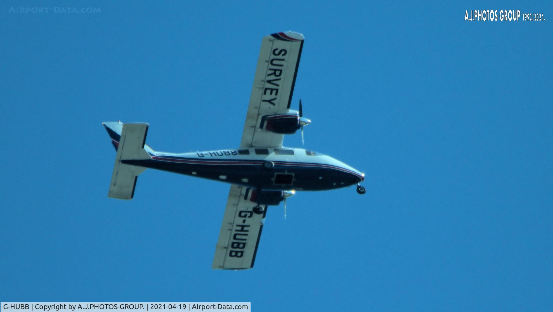 G-HUBB, 1979 Partenavia P-68B Victor C/N 194, was doing maping near man egcc uk 
photo taken passing my front room window