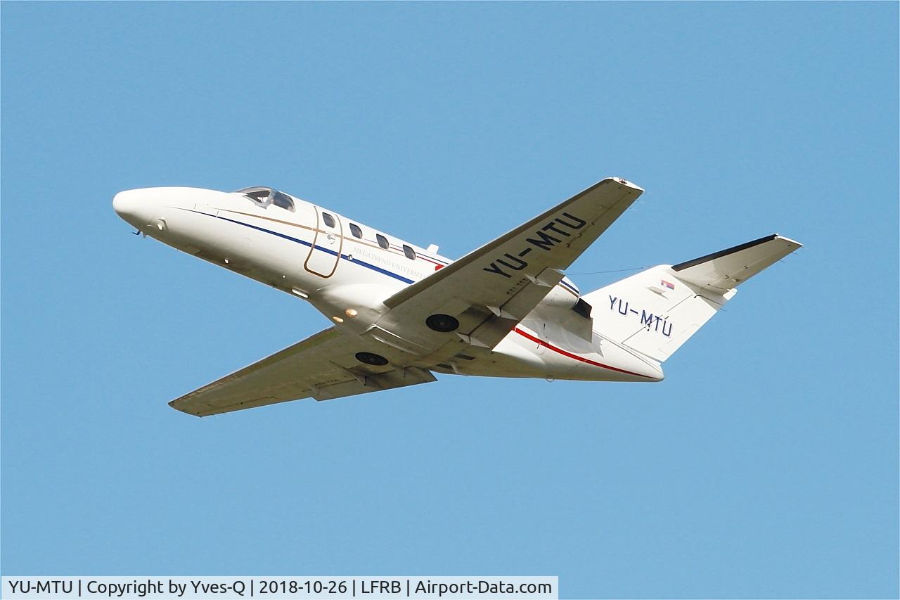 YU-MTU, 1998 Cessna 525 CitationJet CJ1 C/N 525-0295, Cessna 525 CitationJet CJ1, Take off rwy 25L, Brest-Guipavas Airport (LFRB-BES)