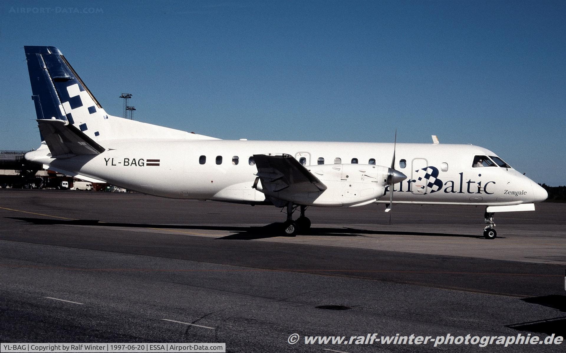 YL-BAG, 1984 Saab 340A C/N 340A-007, Saab 340A - Air Baltic - 340A-007 - YL-BAG - 0.06.1997 - ARN