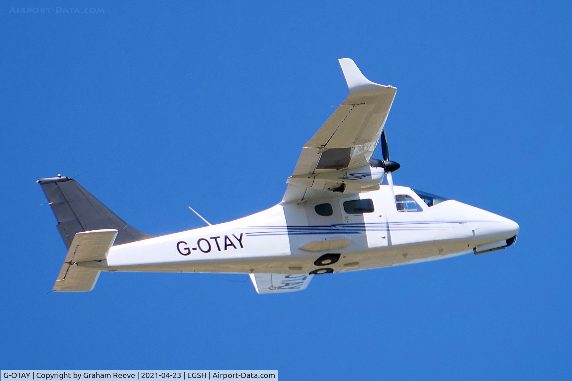 G-OTAY, 2010 Tecnam P-2006T C/N 049, Departing from Norwich.