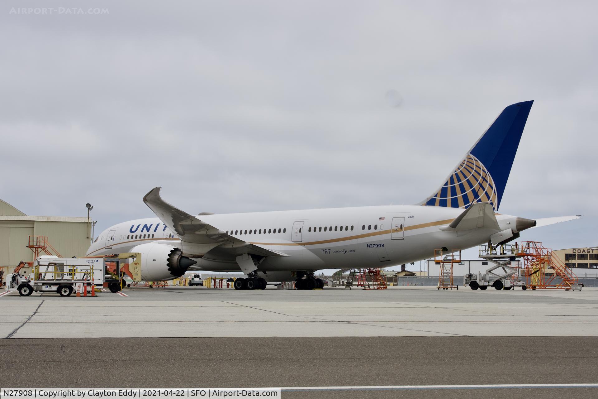 N27908, 2013 Boeing 787-8 Dreamliner C/N 36400, SFO 2021.
