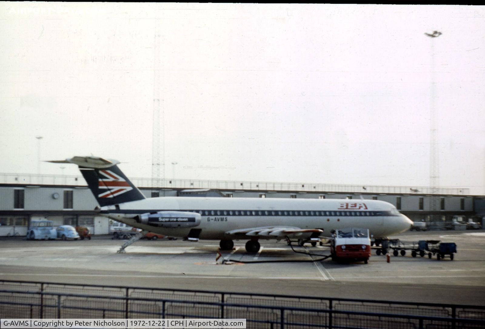G-AVMS, 1968 BAC 111-510ED One-Eleven C/N BAC.146, BEA One Eleven as seen at Kastrup, Copenhagen in December 1972.