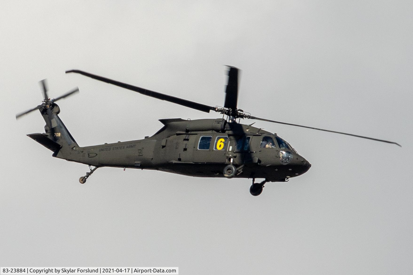 83-23884, Sikorsky UH-60A Black Hawk C/N 70.709, Flew over Arvada, CO last weekend. The yellow 6 indicates this might’ve been a firefighting training mission.