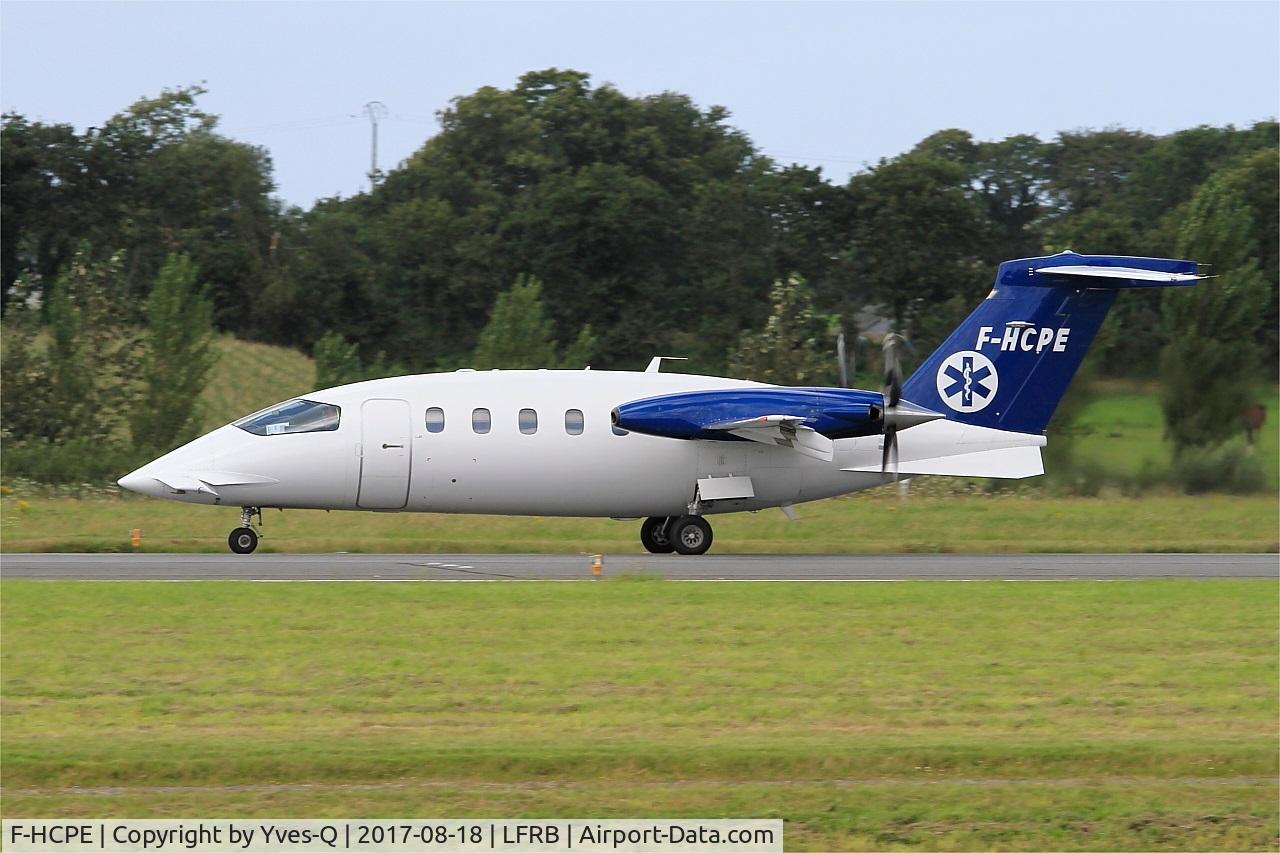 F-HCPE, 2008 Piaggio P-180 Avanti II C/N 1144, Piaggio P-180 Avanti II, Take off run rwy 25L, Brest-Bretagne airport (LFRB-BES)