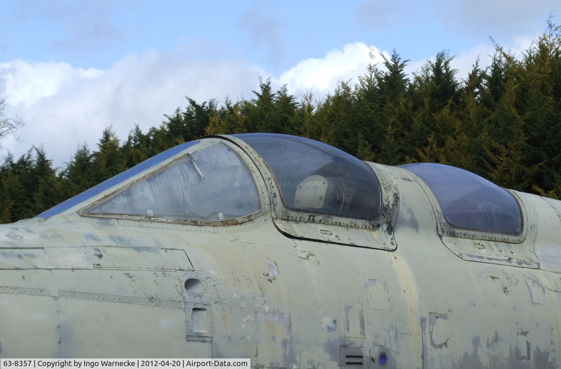 63-8357, Republic F-105F Thunderchief C/N F134, Republic F-105F Thunderchief at the Musee de l'Aviation du Chateau, Savigny-les-Beaune (did this aircraft get its non-standard tail exhaust and bulged canopies while serving as a battle damage repair trainer? Who knows more about this?)
