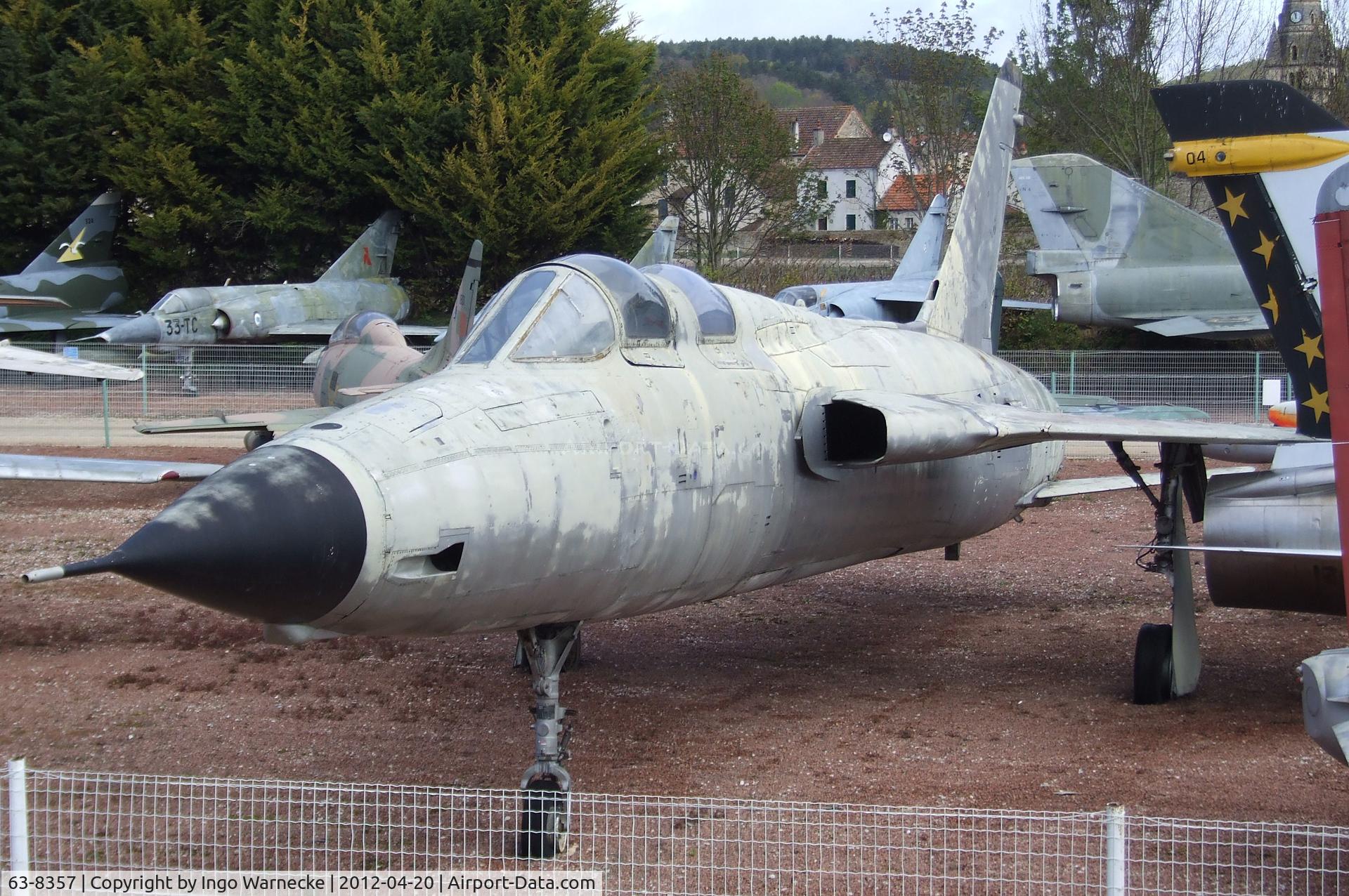 63-8357, Republic F-105F Thunderchief C/N F134, Republic F-105F Thunderchief at the Musee de l'Aviation du Chateau, Savigny-les-Beaune (did this aircraft get its non-standard tail exhaust and bulged canopies while serving as a battle damage repair trainer? Who knows more about this?)