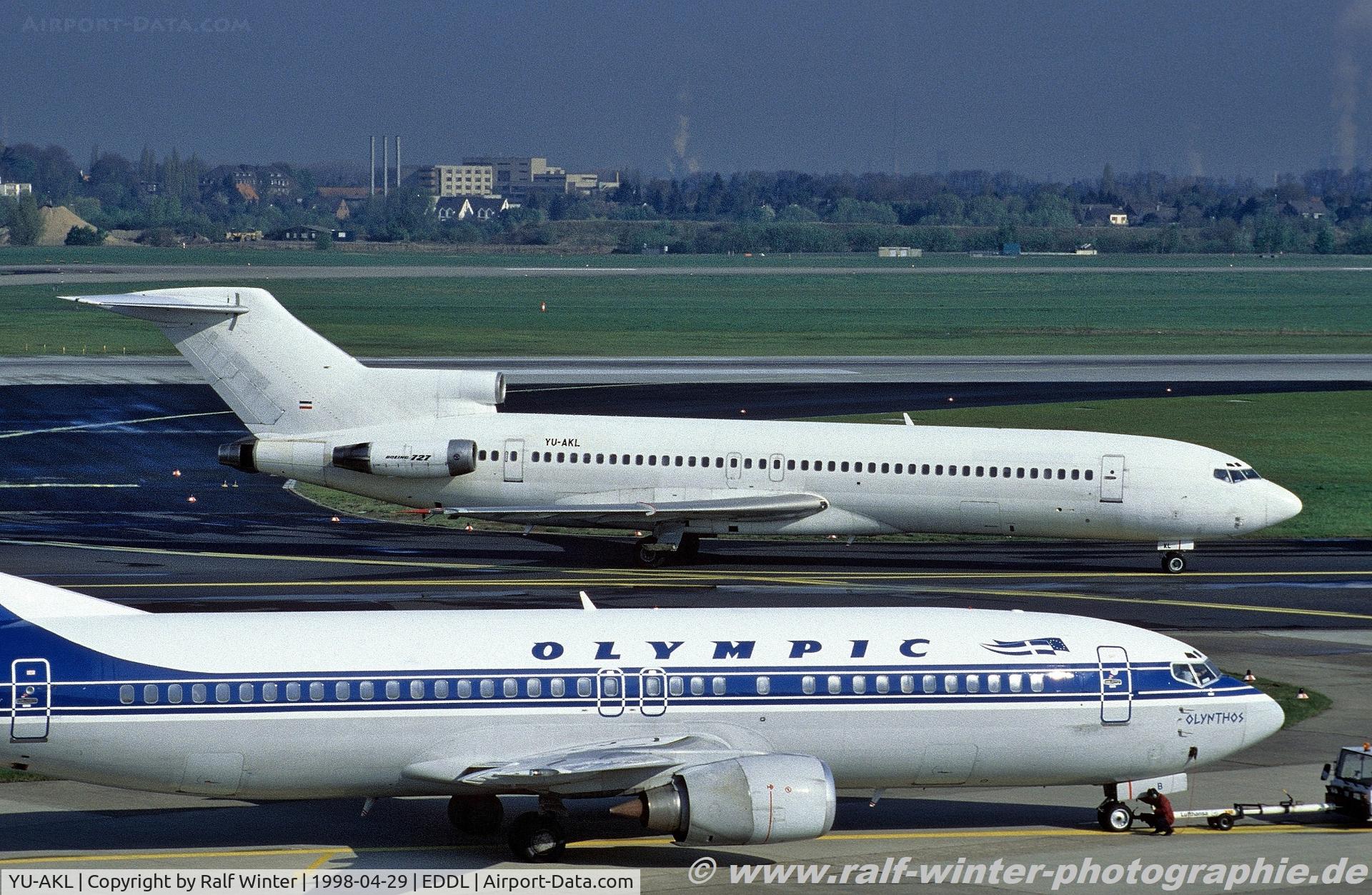 YU-AKL, 1981 Boeing 727-2H9 C/N 22666, Boeing 727-2H9(Adv) - JAT Yugoslav Airlines - 22666 - YU-AKL - 29.04.1998 - DUS