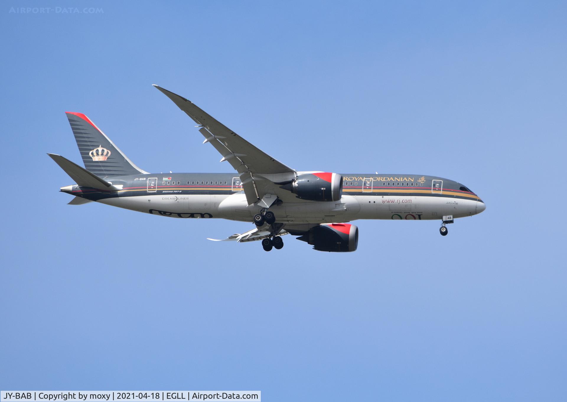 JY-BAB, 2014 Boeing 787-8 Dreamliner Dreamliner C/N 35319, Boeing 787-8 Dreamliner on finals to 9R London Heathrow.