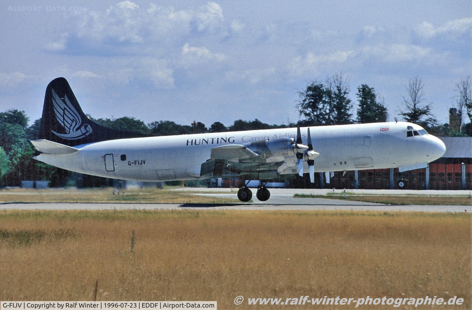 G-FIJV, 1961 Lockheed L-1883(F) Electra C/N 1129, Lockheed L188C - Hunting Cargo Airlines - 1129 - G-FIJV - 23.07.1996 - FRA