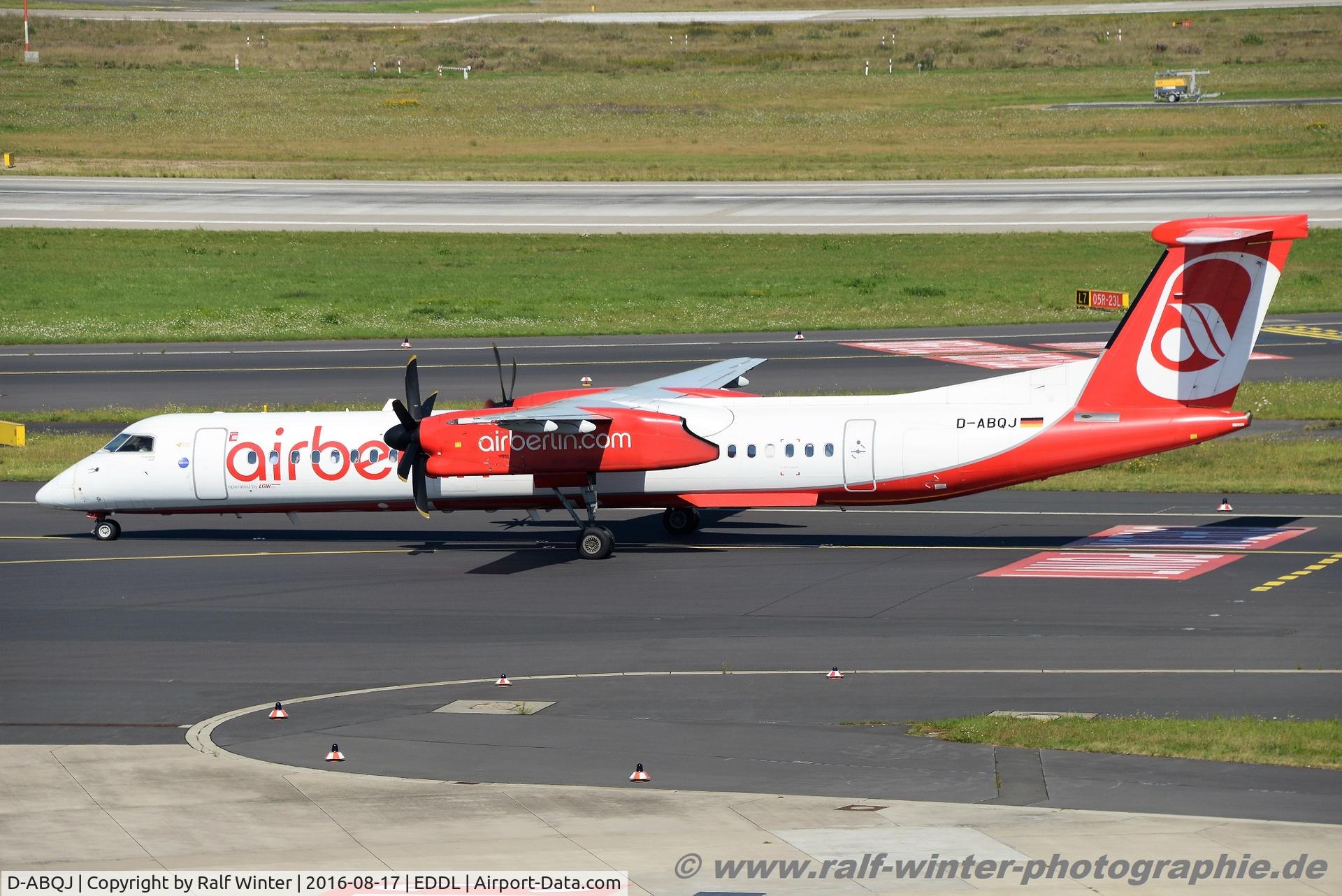 D-ABQJ, 2009 De Havilland Canada DHC-8-402Q Dash 8 C/N 4274, Bombardier DHC-8-402Q Dash 8 - AB BER Air Berlin opby LGW Luftfahrtgesellschaft Walter - 4274 - D-ABQJ - 17.08.2016 - DUS