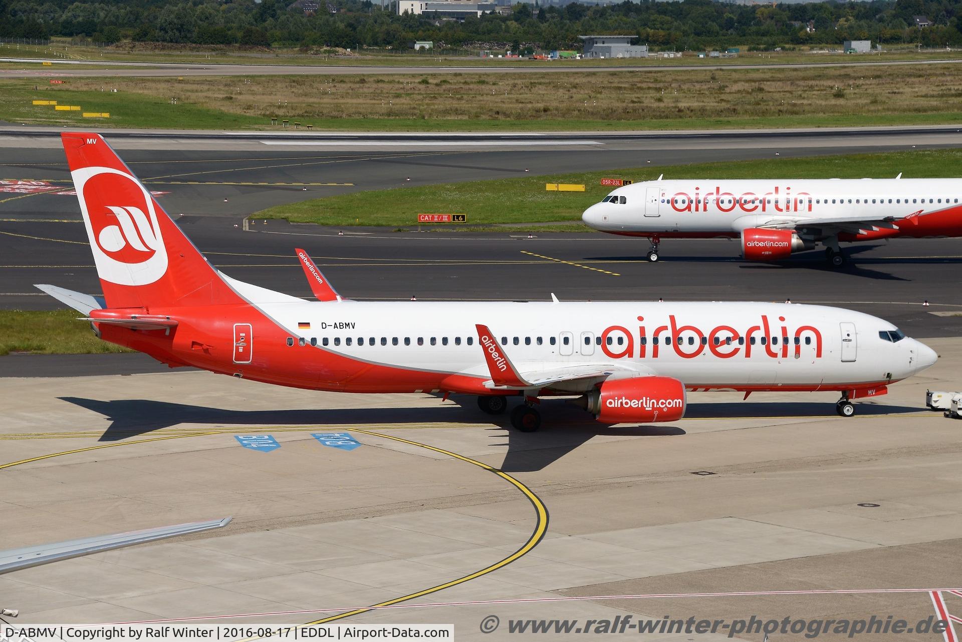 D-ABMV, 2013 Boeing 737-86J C/N 37785, Boeing 737-86J(W) - HG NLY Niki opby TUIfly Air Berlin colors - 37785 - D-ABMV - 17.08.2016 - DUS