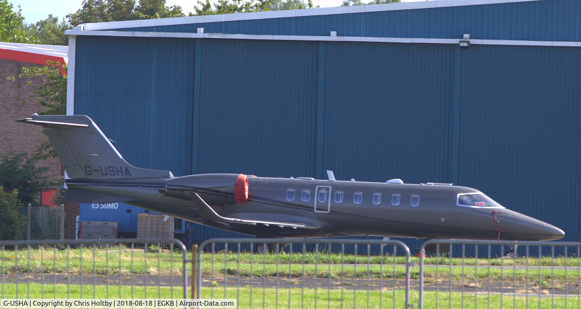 G-USHA, 2016 Learjet 75 C/N 45-535, Gunmetal grey Learjet parked at Biggin Hill, Kent