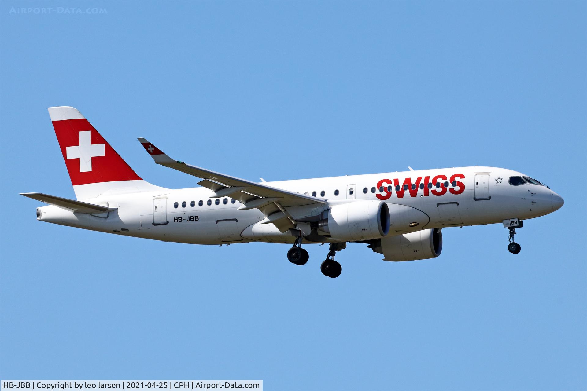 HB-JBB, 2016 Bombardier CSeries CS100 (BD-500-1A10) C/N 50011, Copenhagen 25.4.2021 L/D R-04R