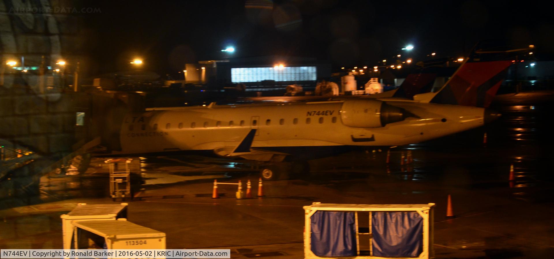 N744EV, 2004 Canadair CRJ-700 (CL-600-2C10) Regional Jet C/N 10157, At the gate Richmond, VA