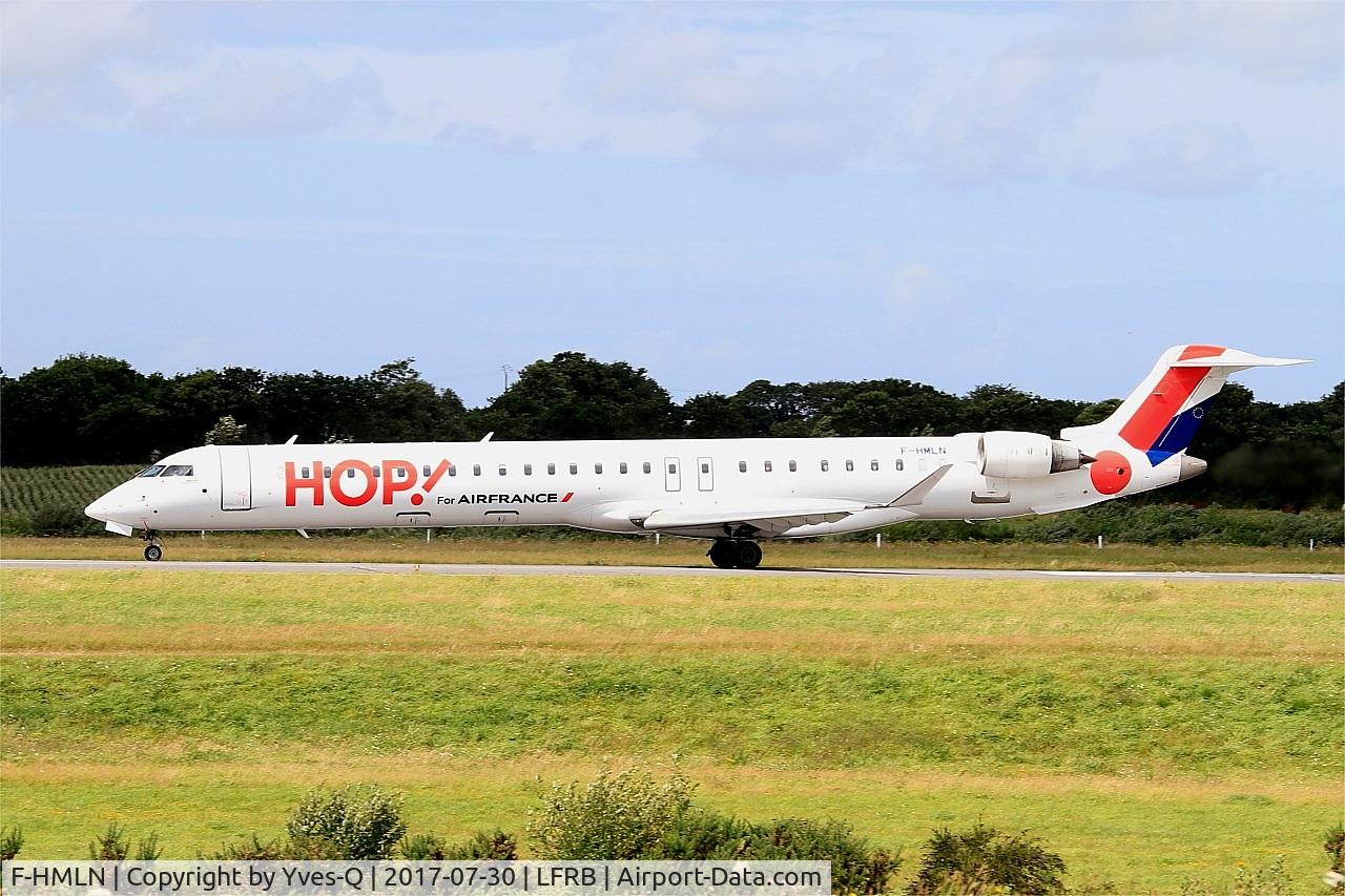 F-HMLN, 2012 Bombardier CRJ-1000EL NG (CL-600-2E25) C/N 19024, Bombardier CRJ-1000EL NG, Take off run rwy 25L, Brest-Bretagne Airport (LFRB-BES)