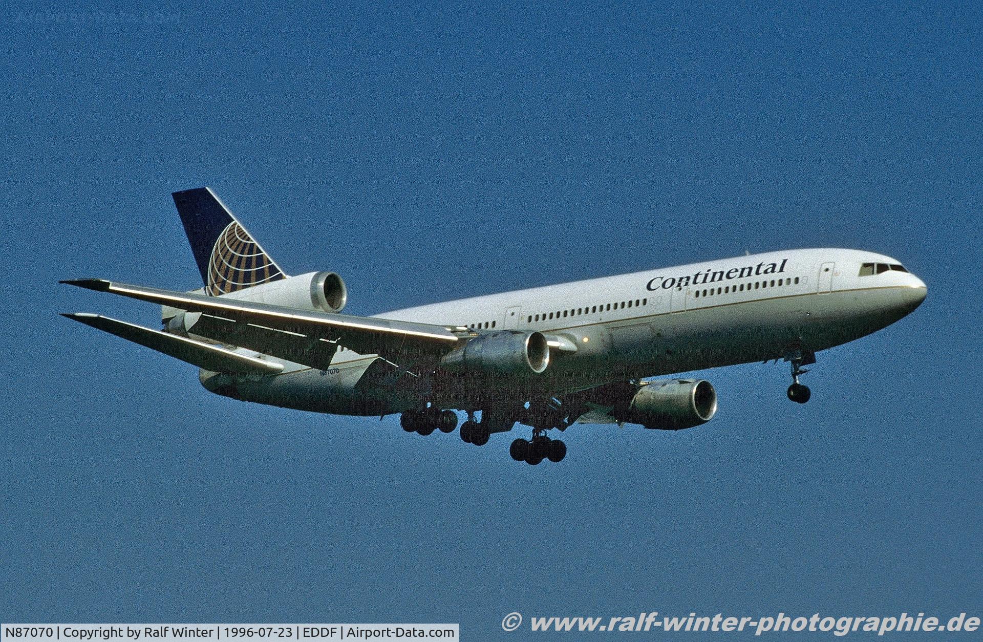 N87070, 1982 McDonnell Douglas DC-10-30 C/N 48292, McDonnell Douglas DC-10-30 - Continental Airlines - 48292 - N87070 - 23.07.1996 - FRA