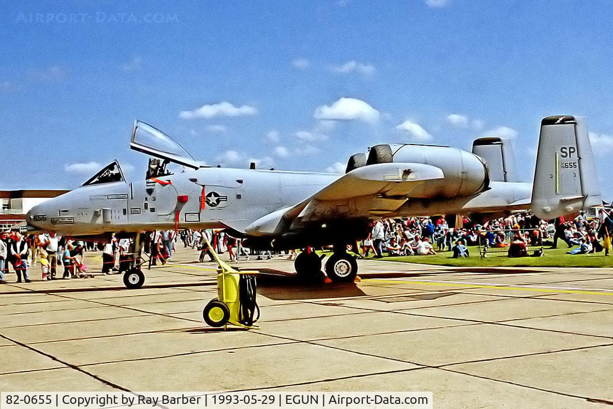 82-0655, 1982 Fairchild Republic A-10A Thunderbolt II C/N A10-0703, 82-0655   (82655) Fairchild A-10A Thunderbolt II [703] (United States Air Force)  RAF Mildenhall~G 29/05/1993