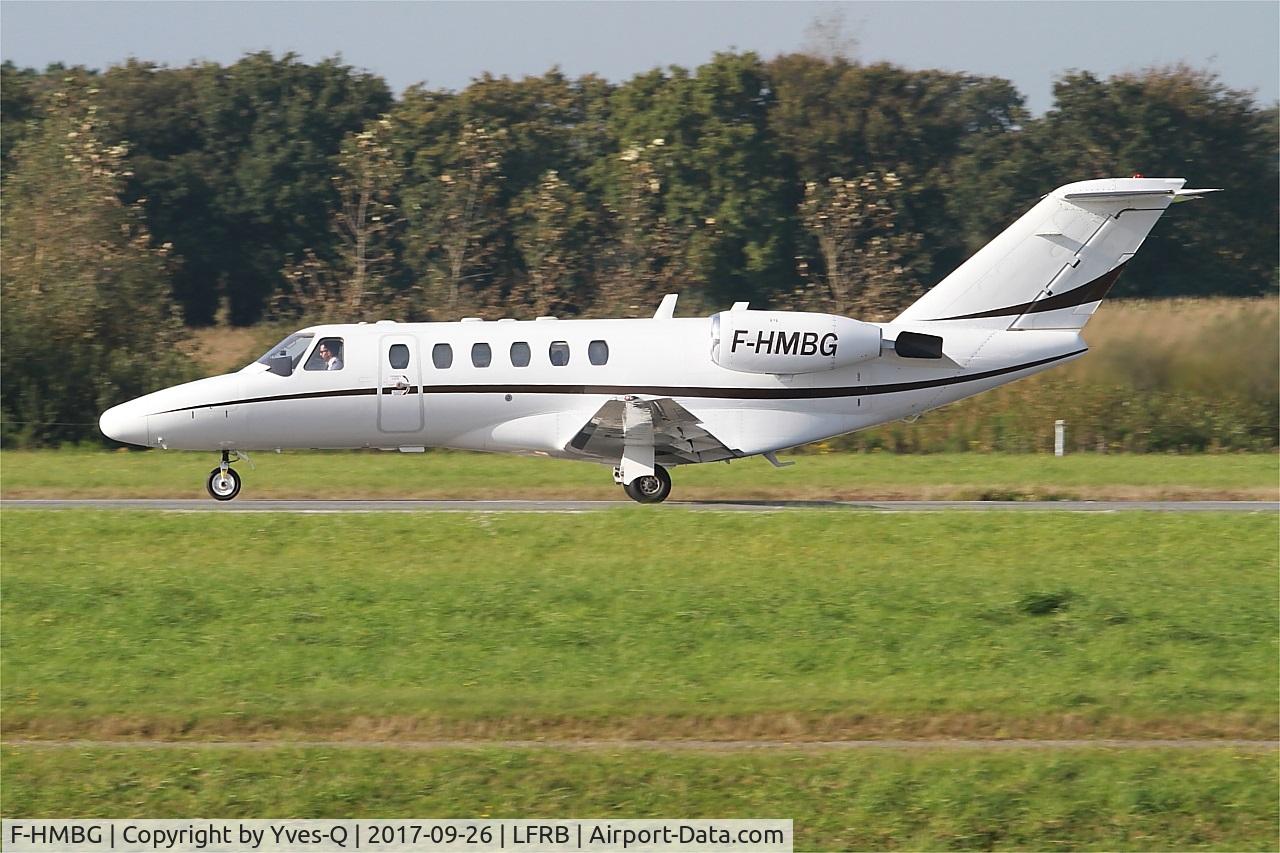 F-HMBG, 2003 Cessna 525A CitationJet CJ2 C/N 525A-0142, Cessna 525A CitationJet CJ2, Take off run rwy 25L, Brest-Bretagne airport (LFRB-BES)