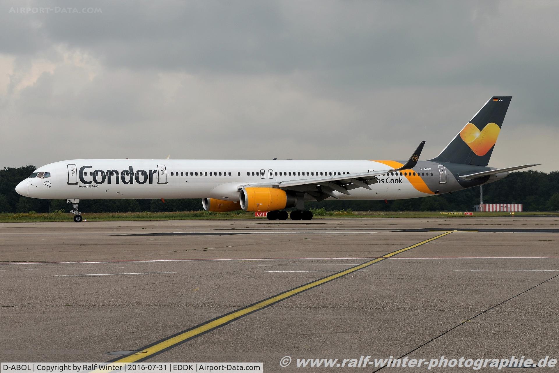 D-ABOL, 2000 Boeing 757-330 C/N 29021, Boeing 757-330W - DE CFG Condor Thomas Cook Sticker - 29021 - D-ABOL - 31.07.2016 - CGN