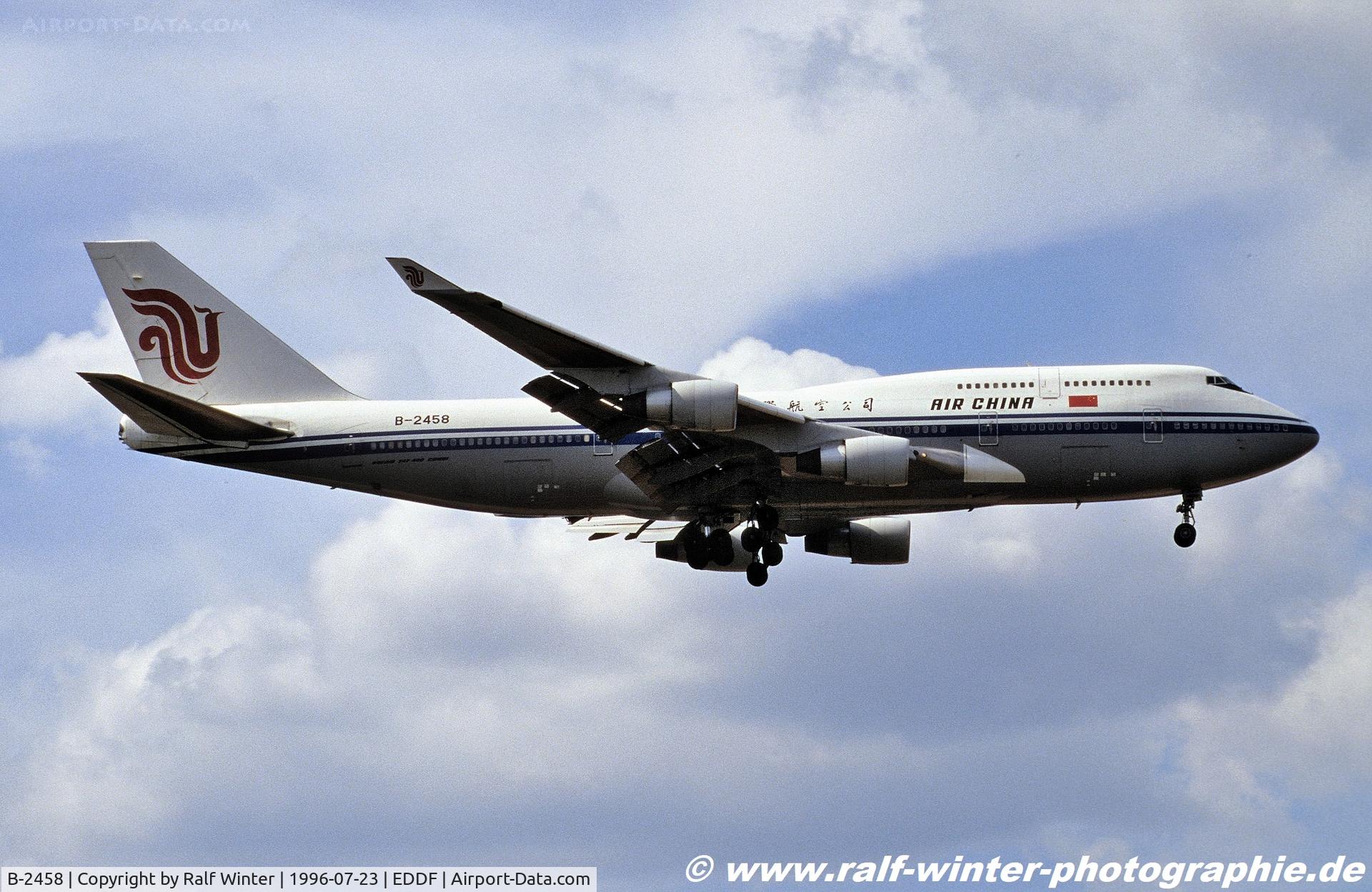 B-2458, 1990 Boeing 747-4J6/BCF C/N 24347, Boeing 747-4J6(M) - Air China -24347 - B-2458 - 23.07.1996 - FRA