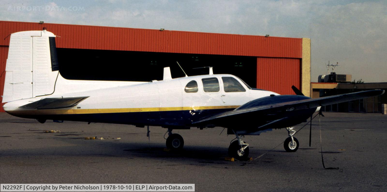 N2292F, 1959 Beech E50 Twin Bonanza C/N LH-175, This former Beech L-23D was with the US Customs Service when seen at El Paso, Texas in October 1978.