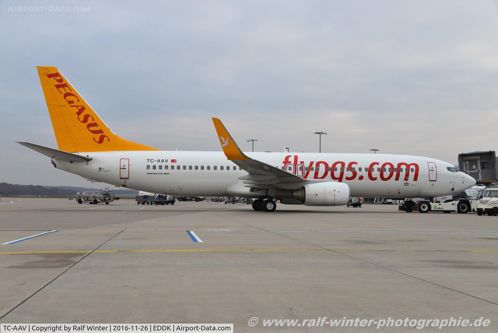 TC-AAV, 2010 Boeing 737-82R C/N 40696, Boeing 737-82R(W) - PC PGT Pegasus Airlines 'Sude Naz' - 40696 - TC-AAV - 26.11.2016 - CGN