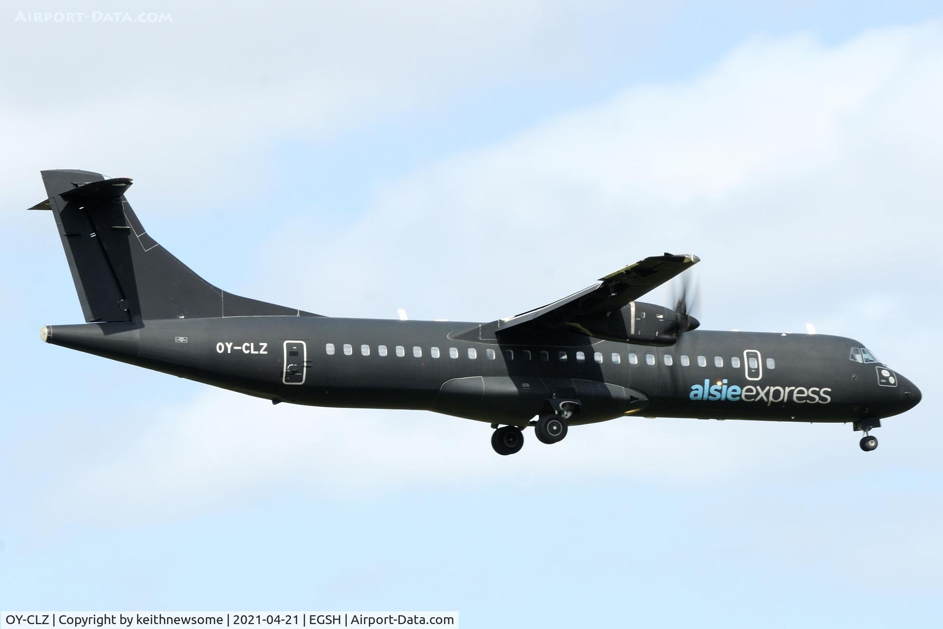 OY-CLZ, 2008 ATR 72-212A C/N 818, Arriving at Norwich from Cologne for paintwork.