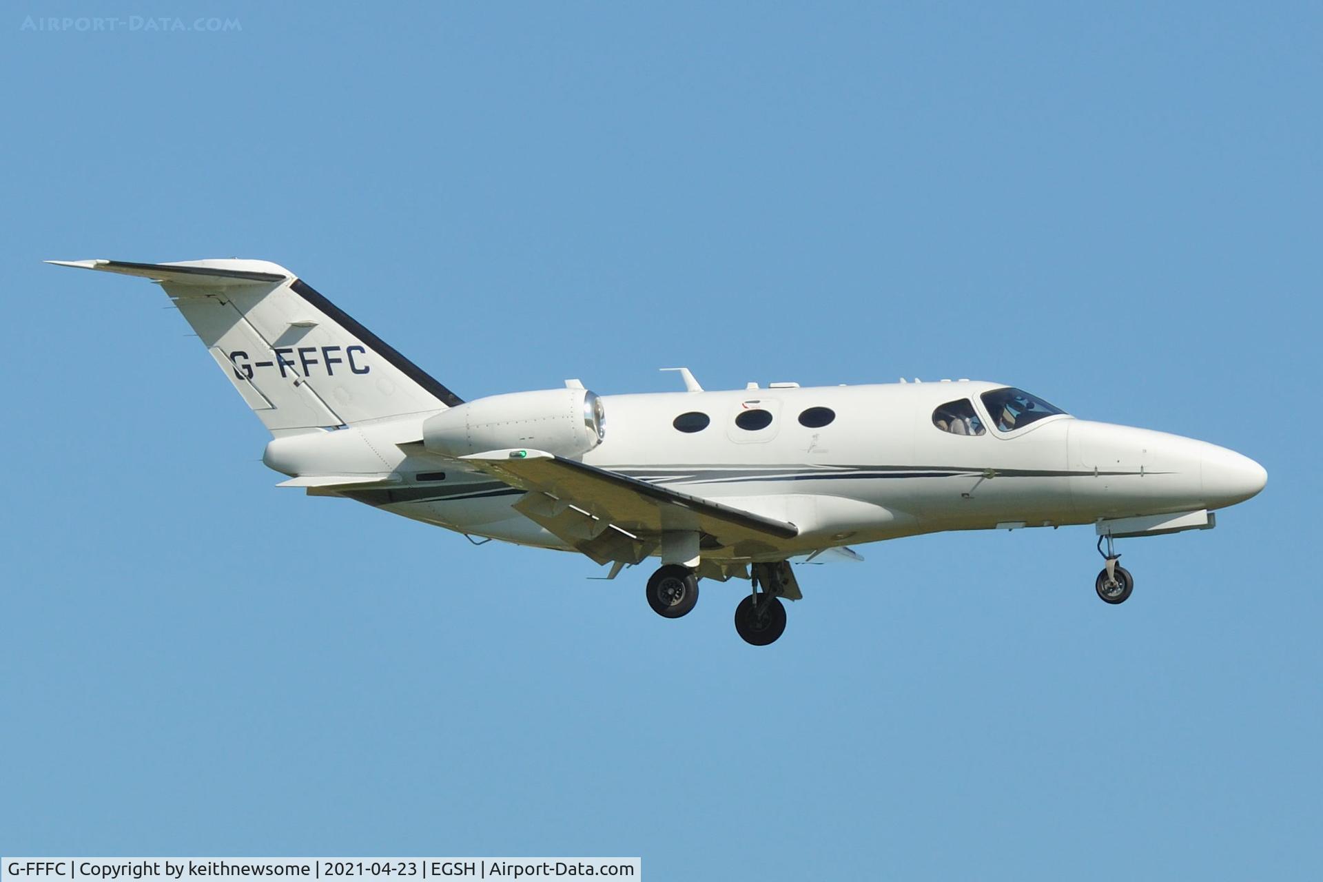 G-FFFC, 2014 Cessna 510 Citation Mustang Citation Mustang C/N 510-0451, Arriving at Norwich.