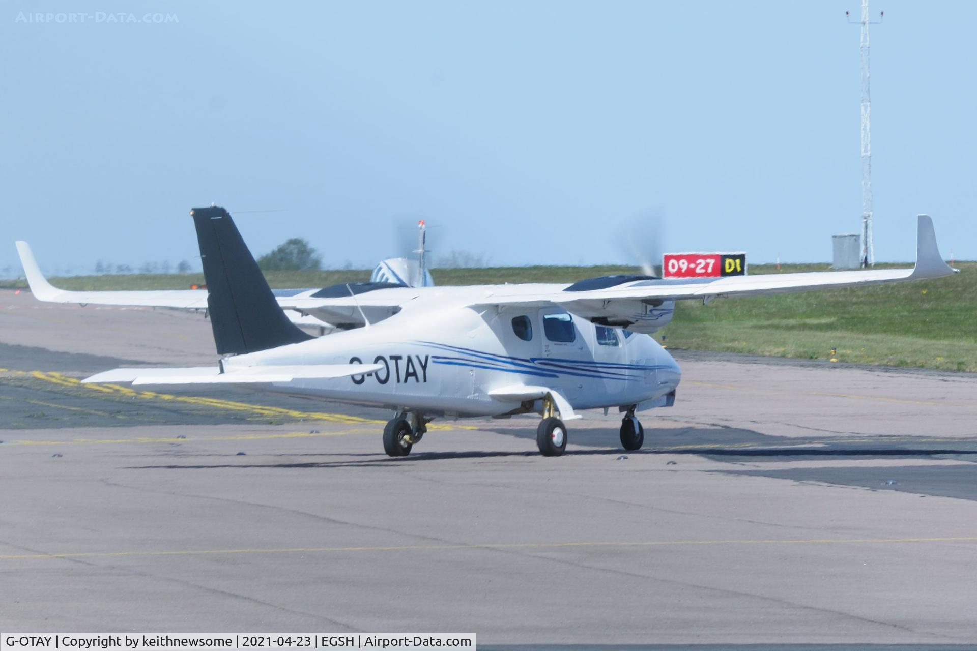 G-OTAY, 2010 Tecnam P-2006T C/N 049, Leaving Norwich.
