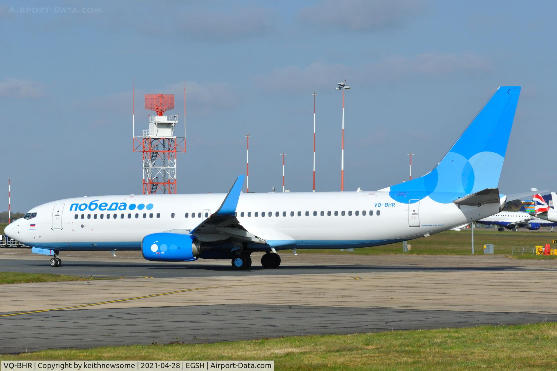 VQ-BHR, 2018 Boeing 737-8LJ C/N 41230, Leaving Norwich for Moscow.