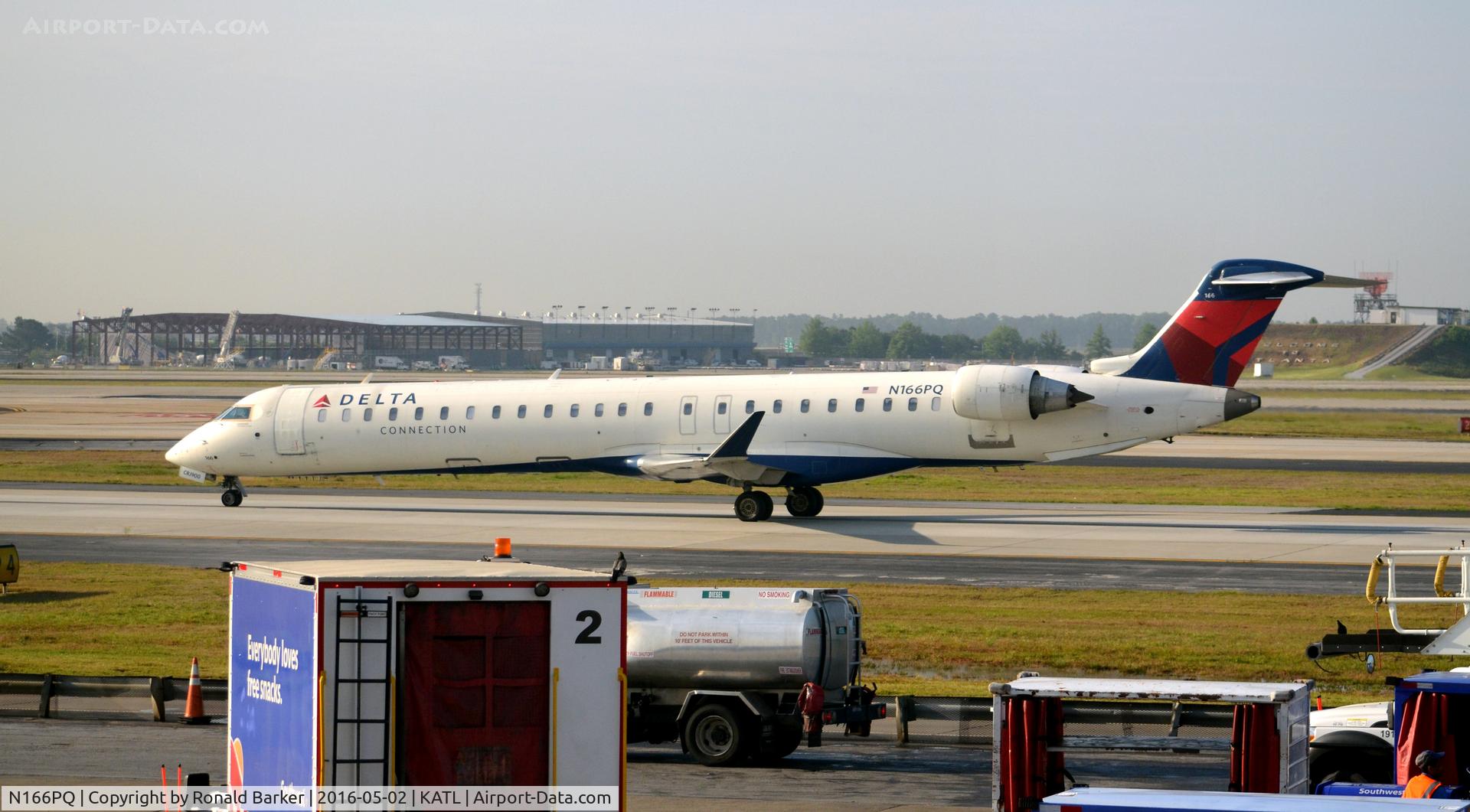 N166PQ, 2008 Bombardier CRJ-900ER (CL-600-2D24) C/N 15166, Taxi to gate Atlanta