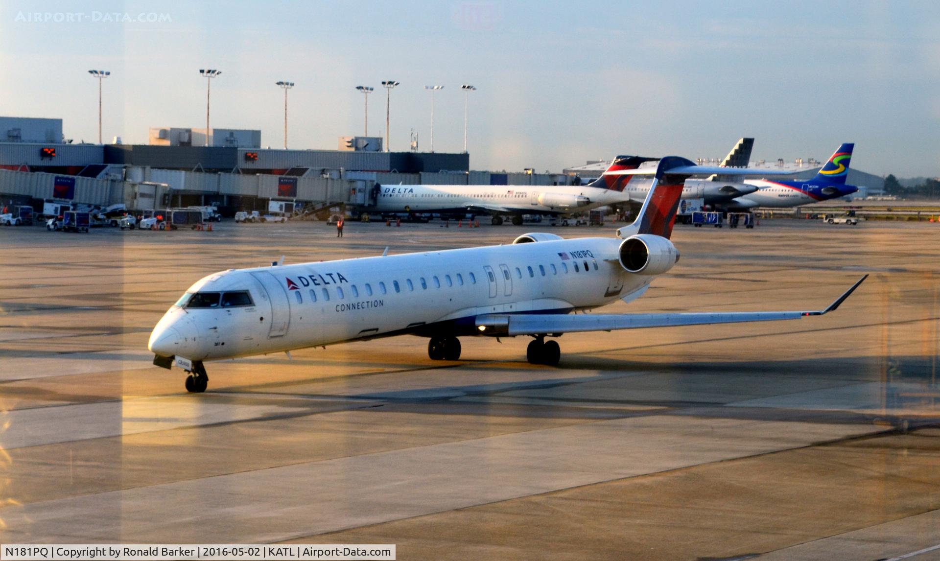 N181PQ, 2008 Bombardier CRJ-900ER (CL-600-2D24) C/N 15181, Taxi for takeoff Atlanta