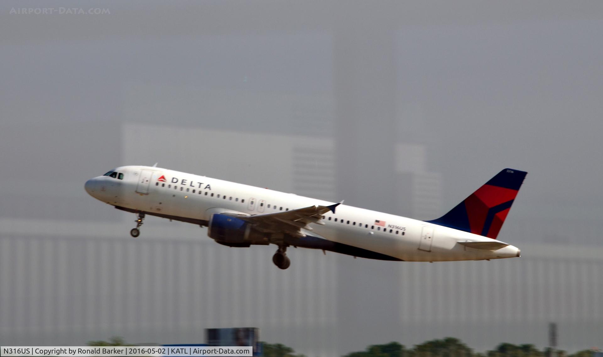 N316US, 1991 Airbus A320-211 C/N 192, Takeoff Atlanta